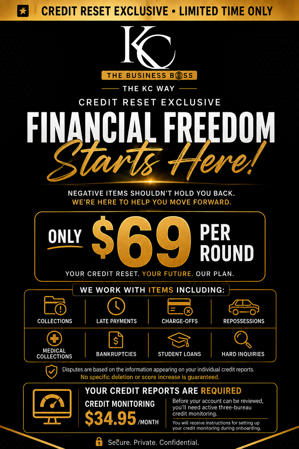 Credit Reset Exclusive $69 Per Round